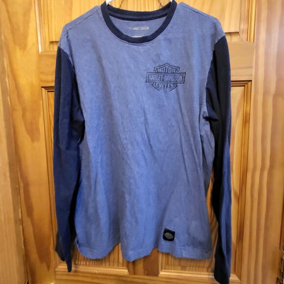 Harley-Davidson Men's Bar and Shield Blue L/S Tee T-Shirt Large - Picture 1 of 4